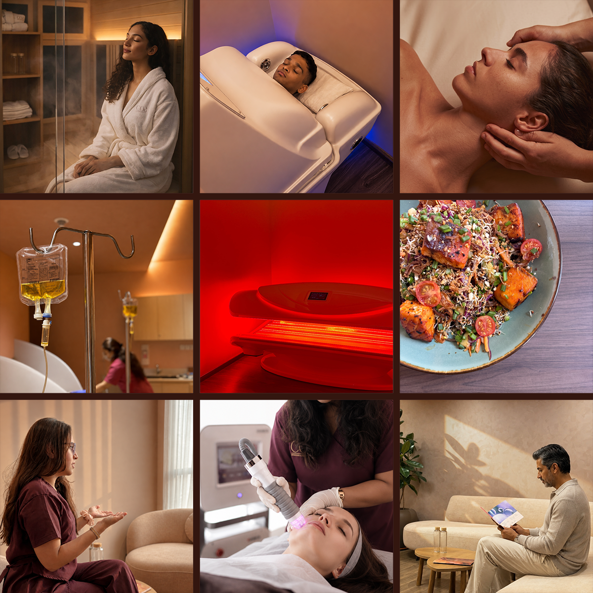 COA Biohacking Lounge & Clinic Services Collage